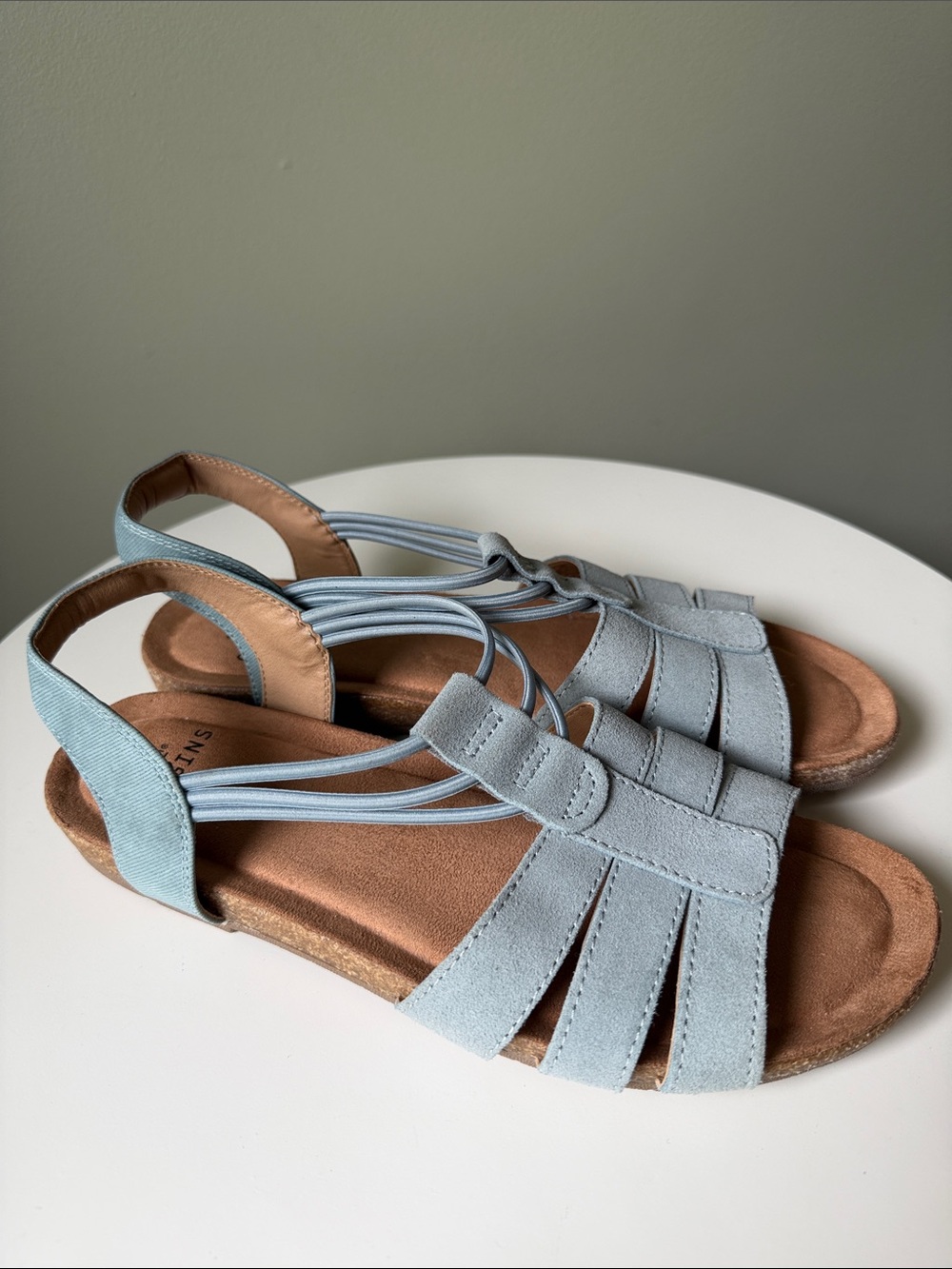 Earth Origins Laney slingback sandals Moroccan blue suede Elastic Cushioned